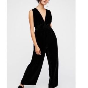 Free People - Black Crushed Velvet Jumpsuit - NWT